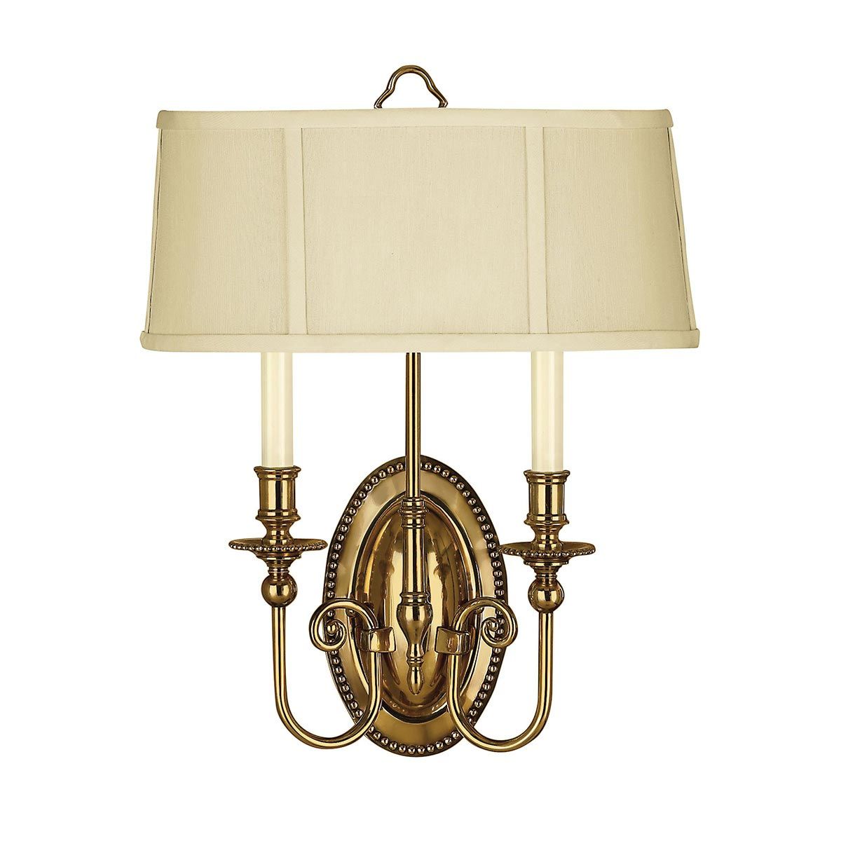 Wandleuchte „Cambridge“ mit 2 Lichtern, brüniertes Messing mit elfenbeinfarbenem Schirm - Elsteadlighting - leuchtengrosshandel24