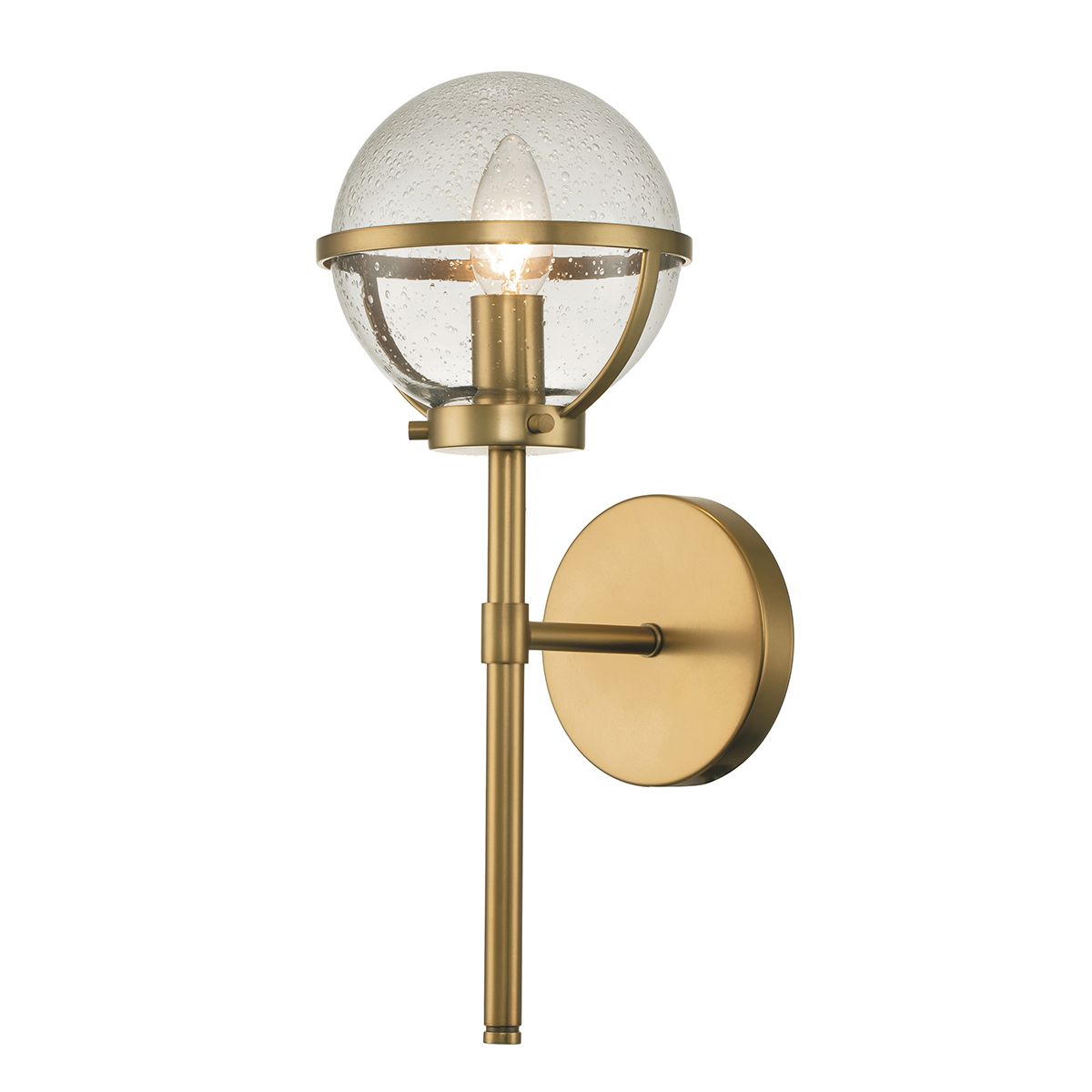 Wandleuchte Hollis 1-flammig - Heritage Messing, Stahl, klares Saatglas - Elsteadlighting - leuchtengrosshandel24
