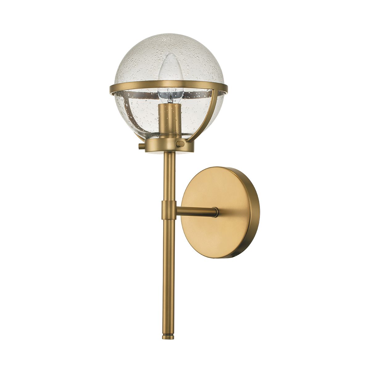 Wandleuchte Hollis 1-flammig - Heritage Messing, Stahl, klares Saatglas - Elsteadlighting - leuchtengrosshandel24