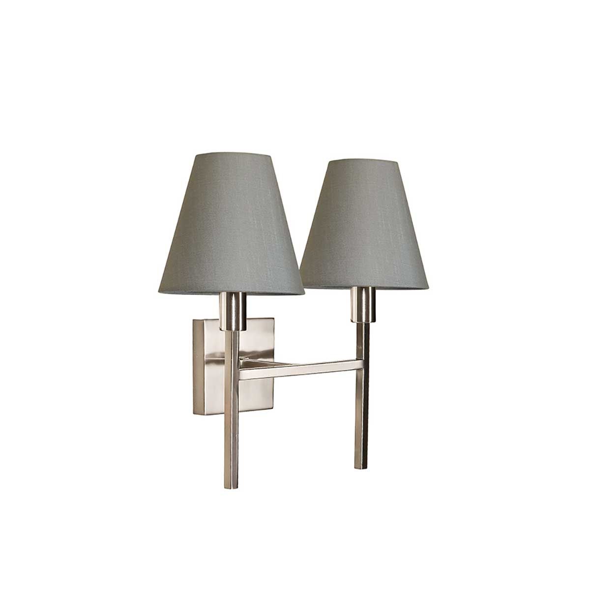 Wandleuchte Lucerne mit 2 Lichtern, gebürstetes Nickel, graue Schirme - Elsteadlighting - leuchtengrosshandel24