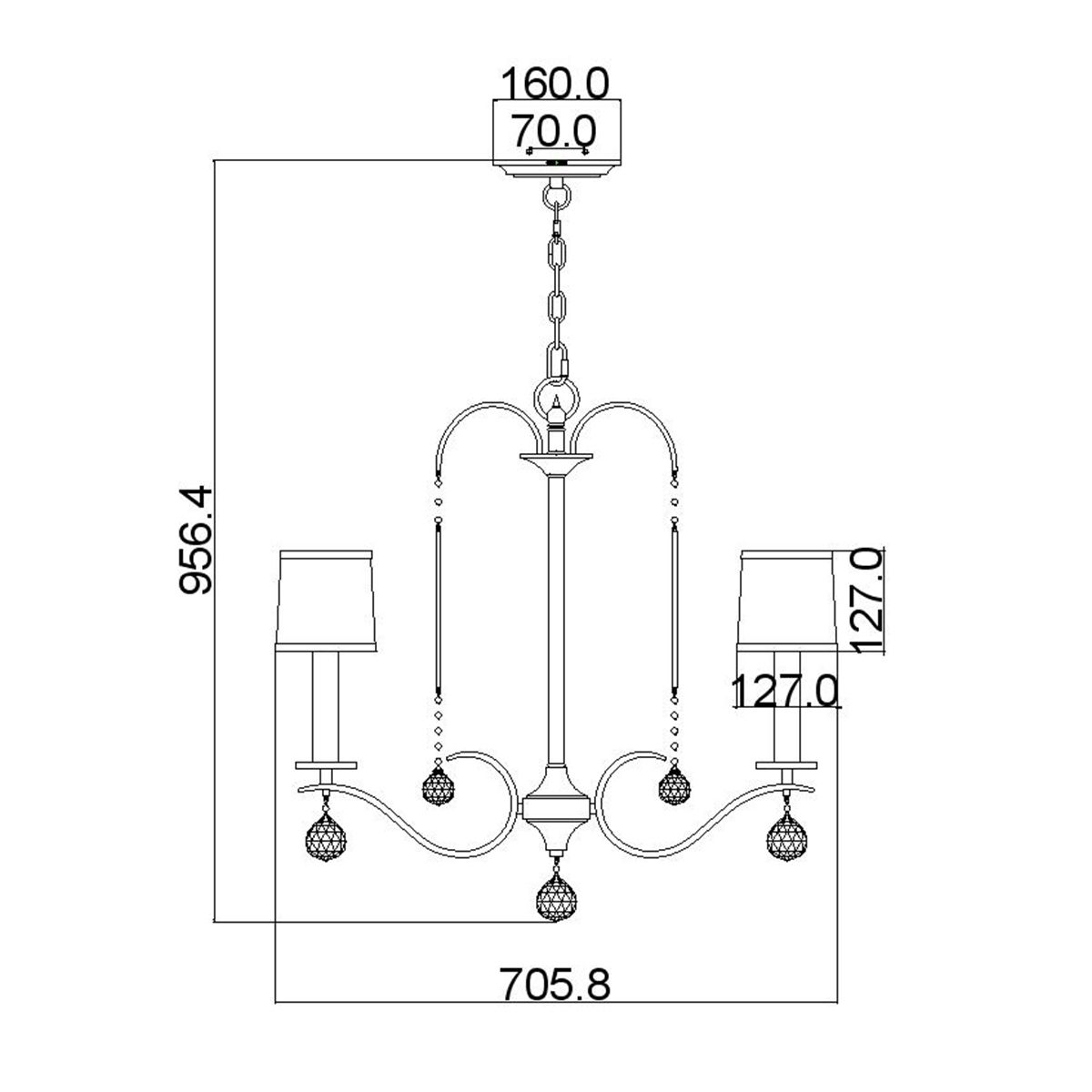 Whitney Kronleuchter mit 5 Lichtern - Imperiales Silber - Elsteadlighting - QZ - WHITNEY5