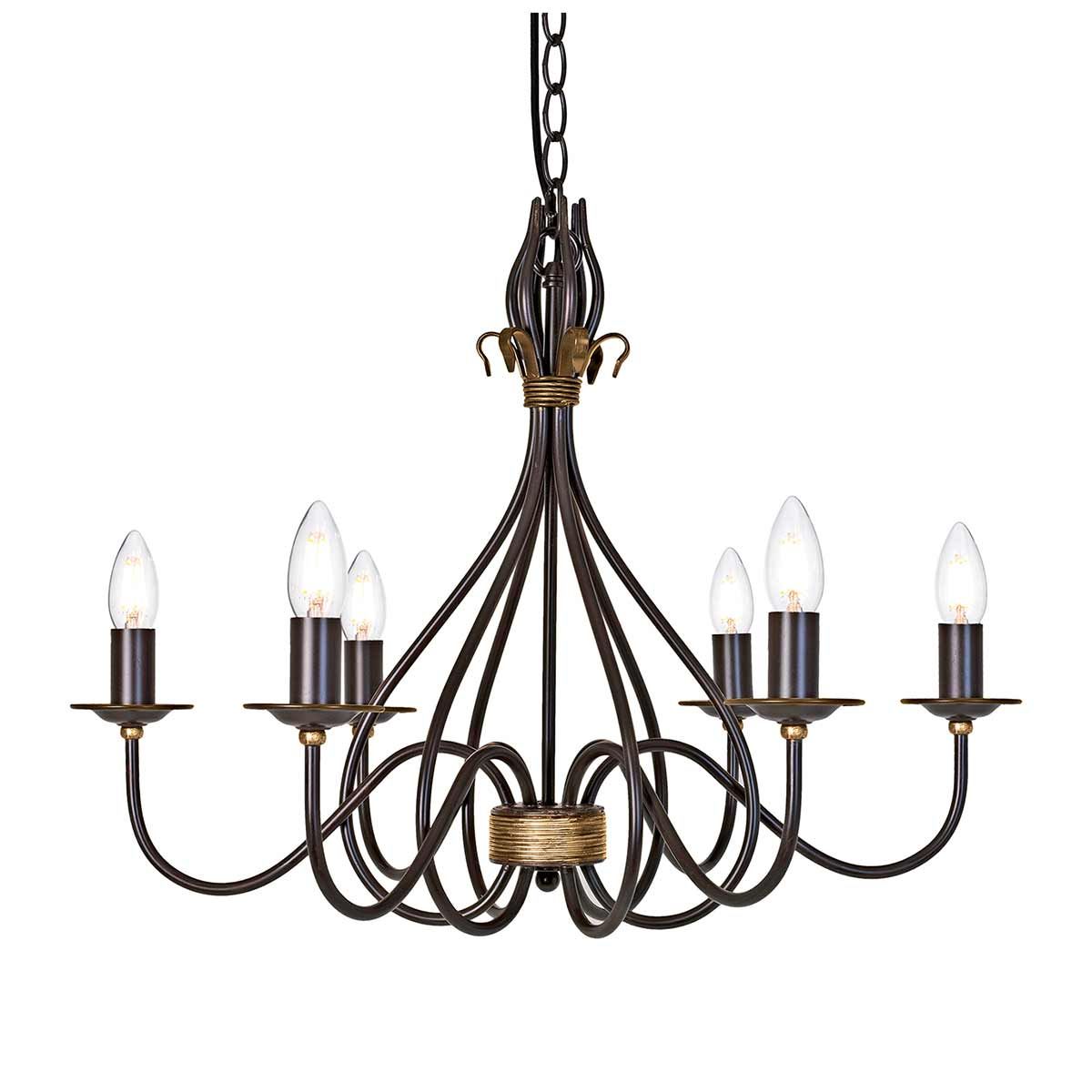 Windermere Kronleuchter mit 6 Lichtern, Rost/Gold - Elsteadlighting - WM6