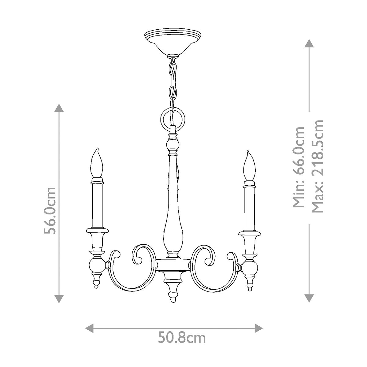 Yorktown Kronleuchter mit 3 Lichtern, Antik - Nickel - Elsteadlighting - HK - YORKTOWN3