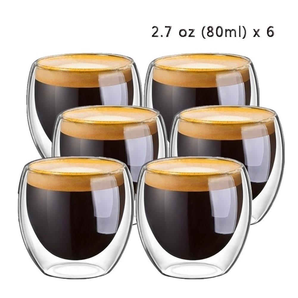 Exklusive Doppelwandige Espresso - Gläser – 6 - teiliges Design - Set - leuchtengrosshandel24 - CJHS111160901AZ