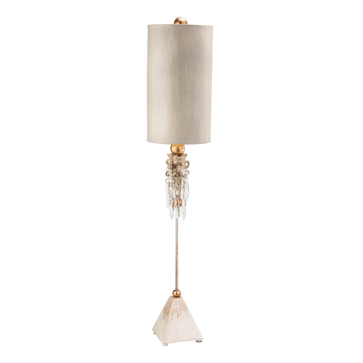 Tischlampe Madison mit 1 Licht, Kittpatina, Blattgold mit Kittpatina-Schirm