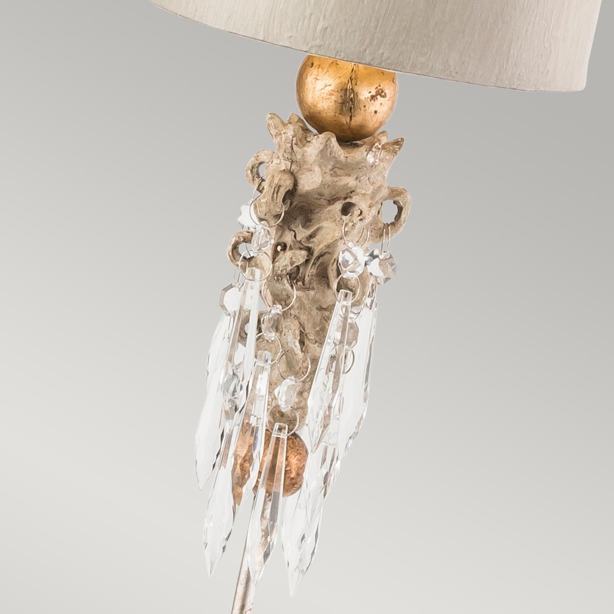 Tischlampe Madison mit 1 Licht, Kittpatina, Blattgold mit Kittpatina-Schirm