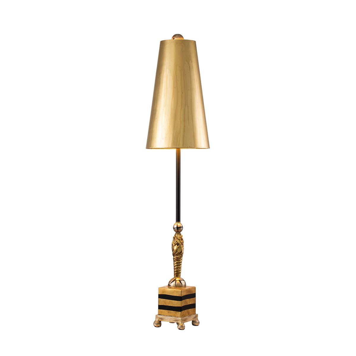 Noma Luxe Tischlampe mit 1 Licht, Blattgold, Schwarz und Silber, Schirm aus glasiertem Blattgold