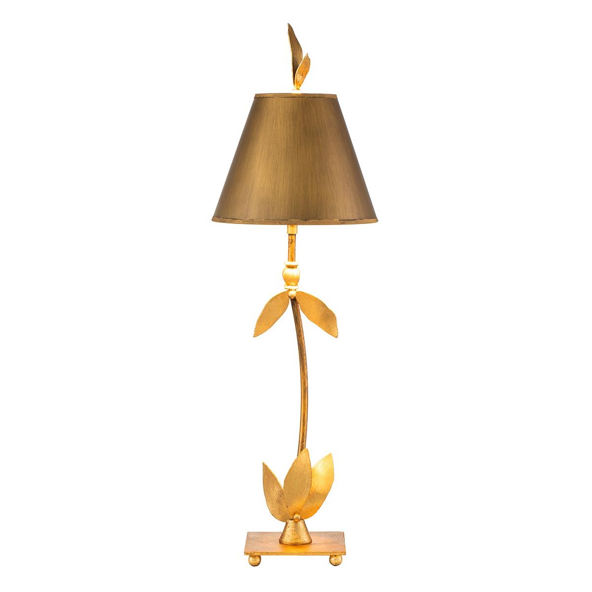 Tischlampe Red Bell mit 1 Licht, Blattgold mit goldenem Schirm
