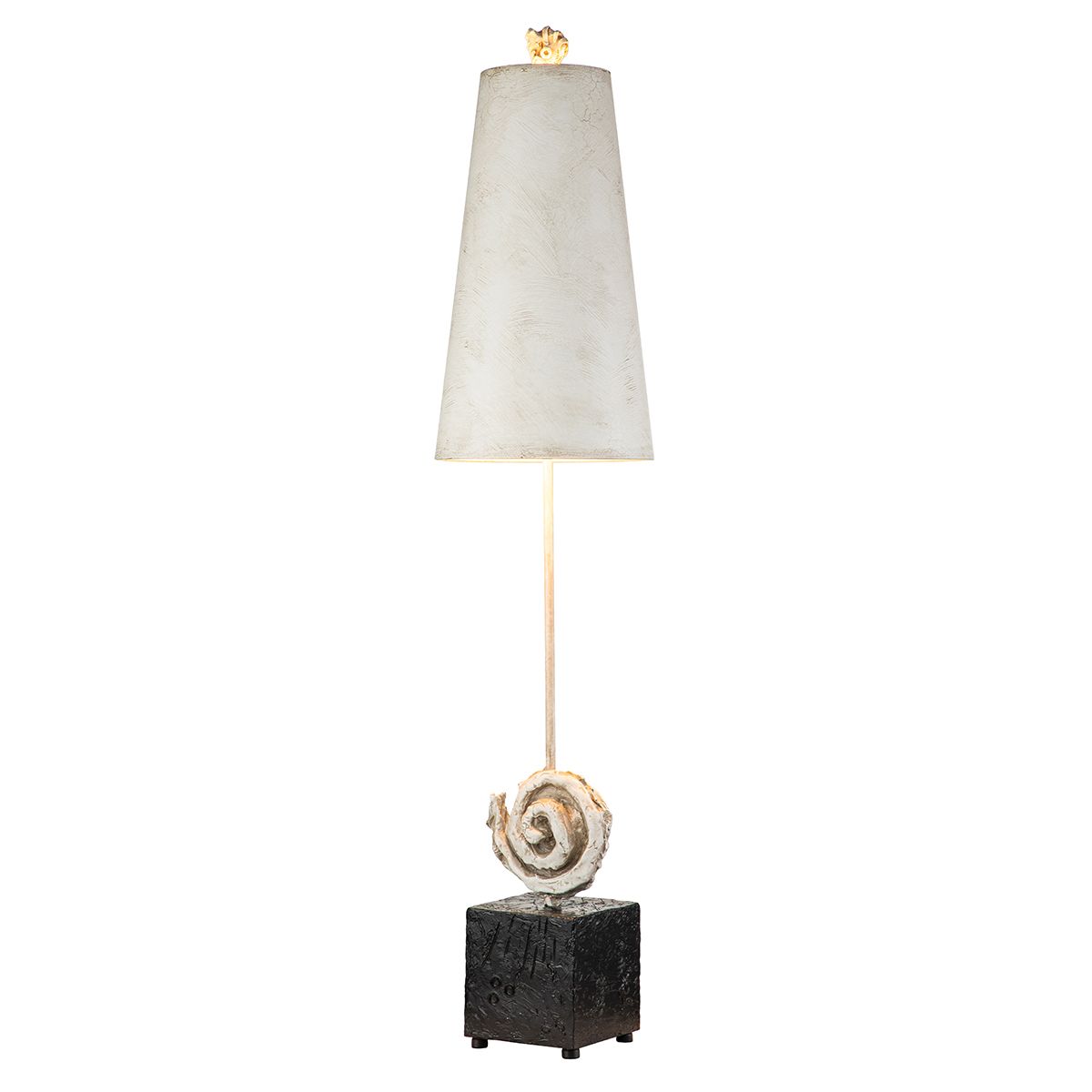 Tischlampe „Swirl“, 1 l, Knochenweiß und Schwarz mit antikweißem Schirm