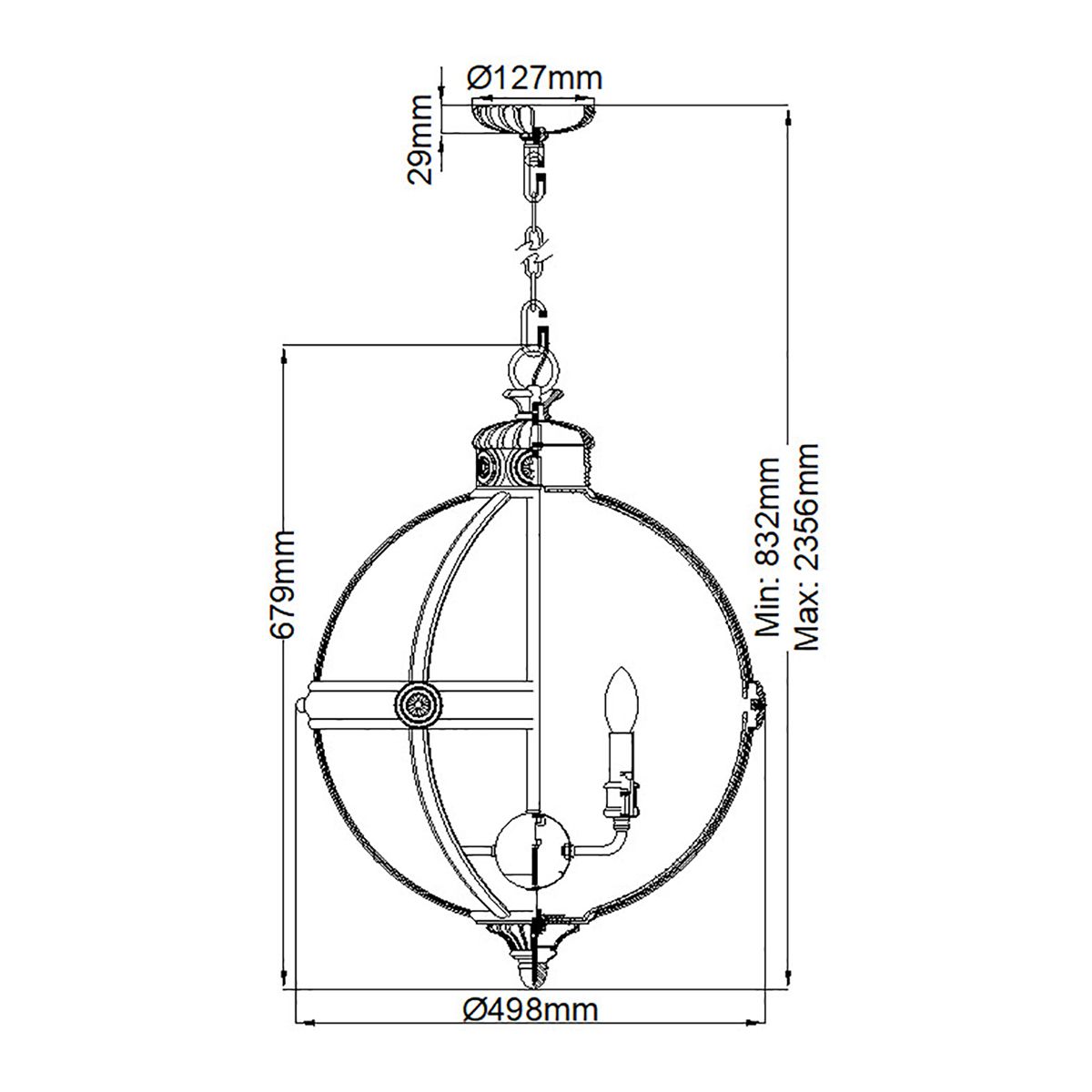 Pendelleuchter Adams mit 4 Lichtern, Antik-Nickel