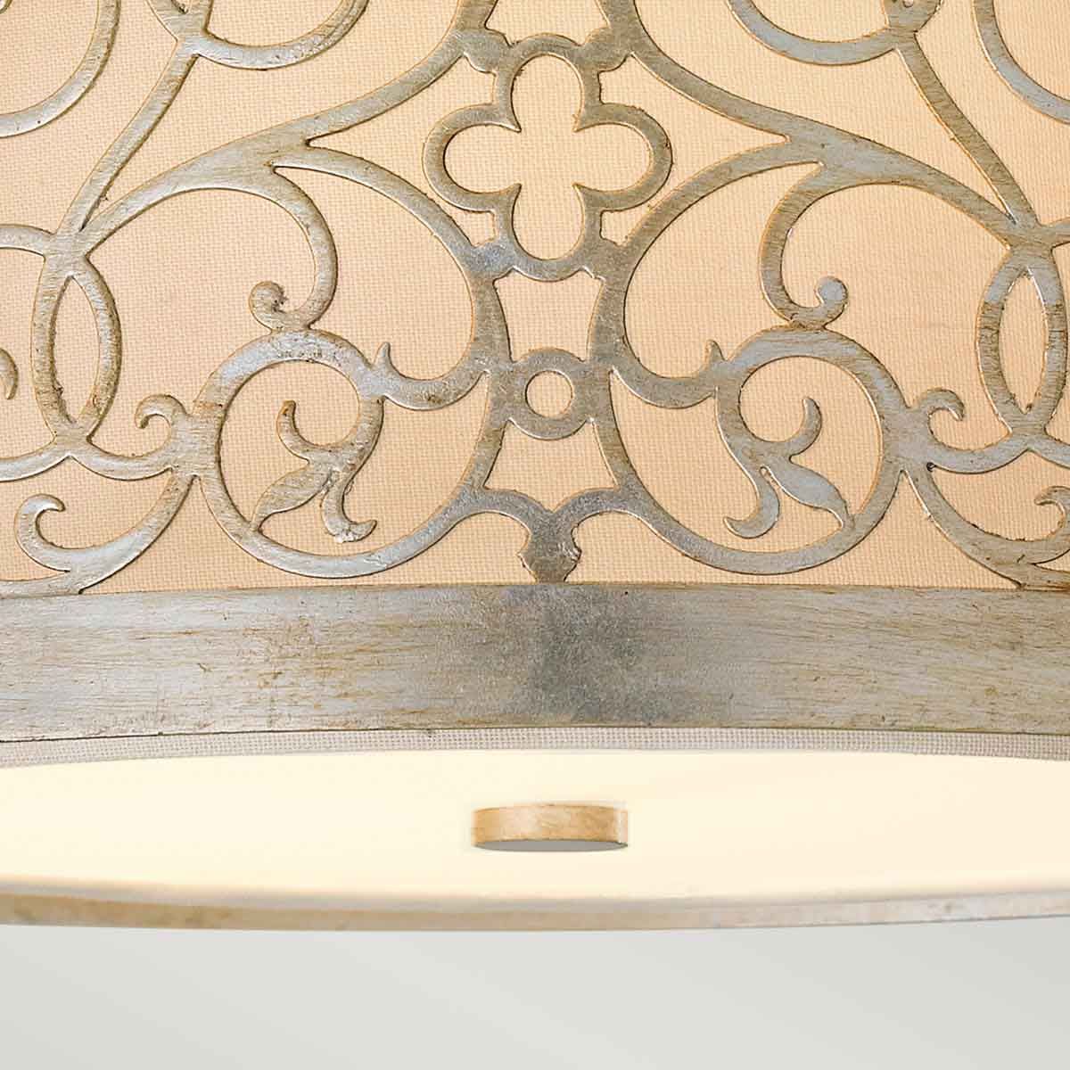 Deckenleuchte Arabesque mit 2 Lichtern, Blattsilber-Patina