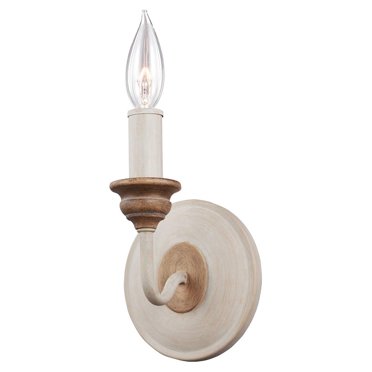 Wandleuchte Hartsville, 1-flammig, Kreidefarbe/Strandholz