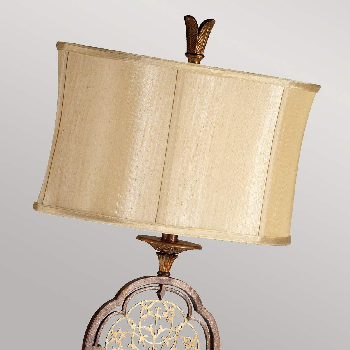 Marcella 1-flammige Stehlampe - Britische Bronze/Oxidierte Bronze mit hellgoldenem Schirm