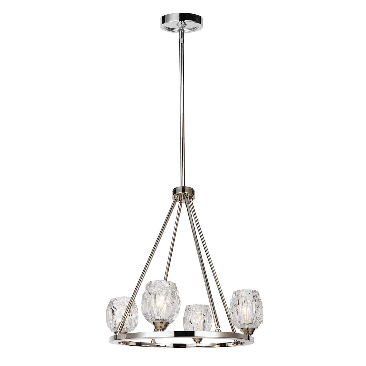 Kronleuchter „Rubin“ mit 4 Lichtern, poliertes Nickel