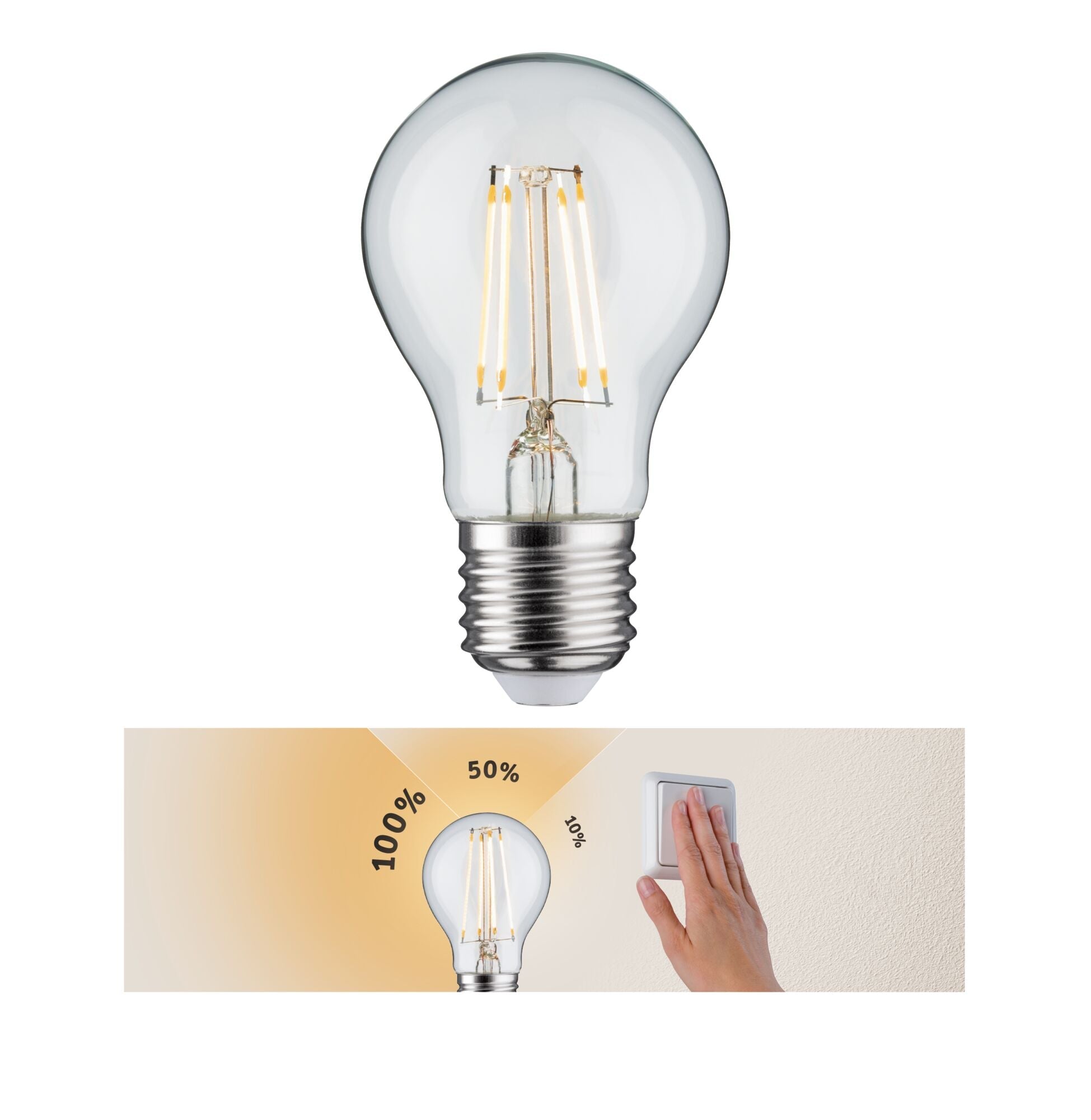 Filament 230V LED Birne E27 470lm 5W 2700K dimmbar Klar - Paulmann - 28570