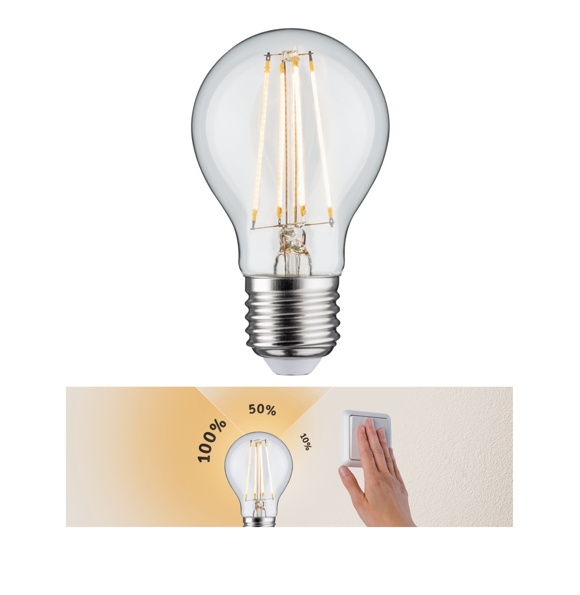 Filament 230V LED Birne E27 806lm 8W 2700K dimmbar Klar - Paulmann - 28571