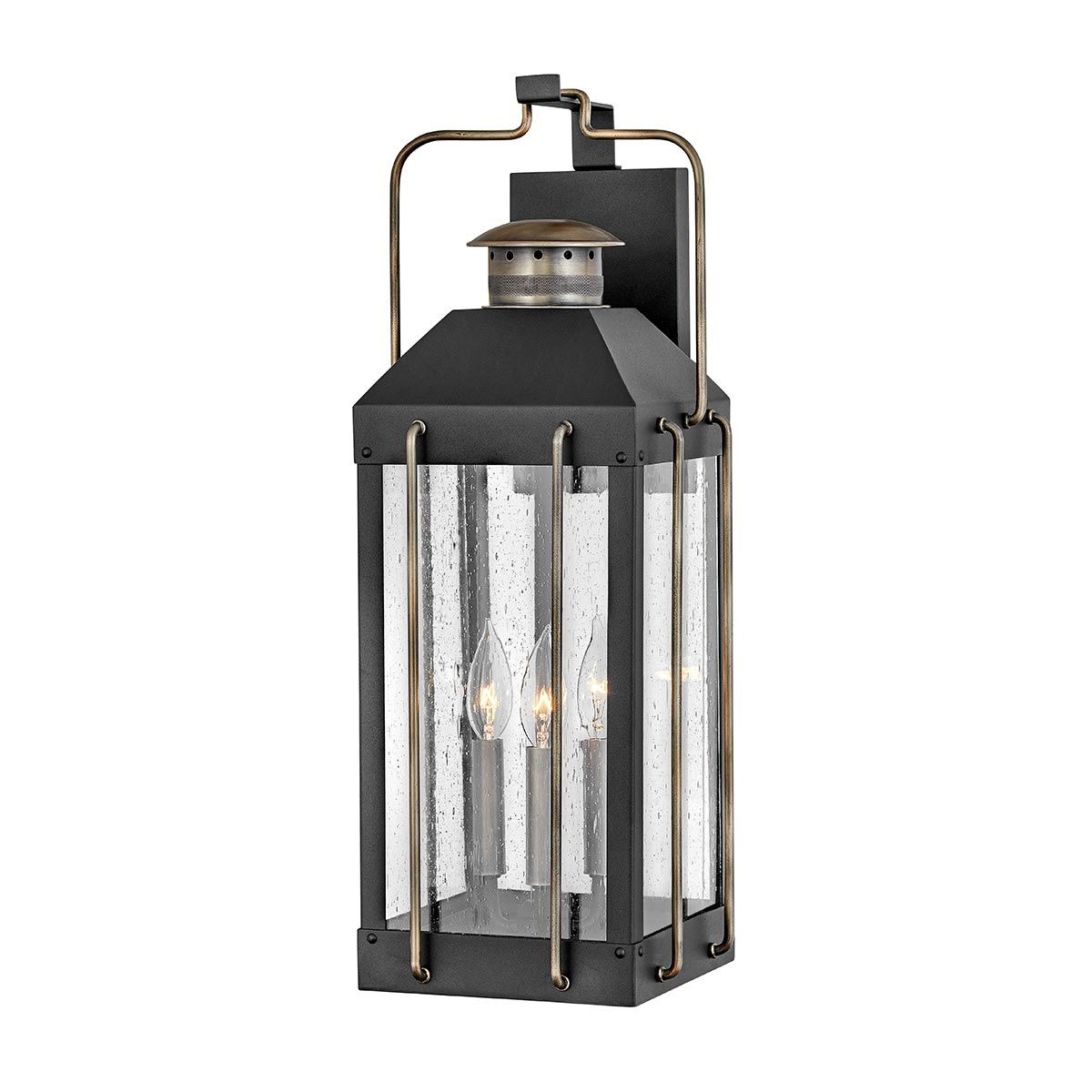 Fitzgerald 3 - flammige große Wandlaterne - Strukturiertes Schwarz mit brünierter Bronze - Elsteadlighting - HK - FITZGERALD2 - L