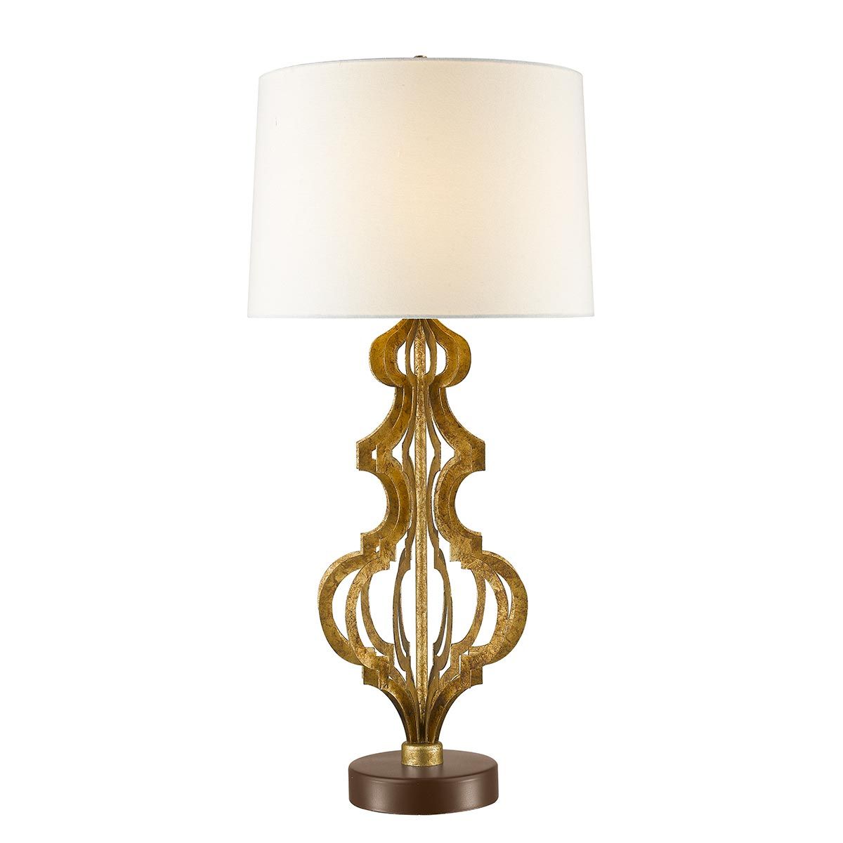 Tischlampe Octavia mit 1 Flamme, Antik-Gold mit cremefarbenem Schirm