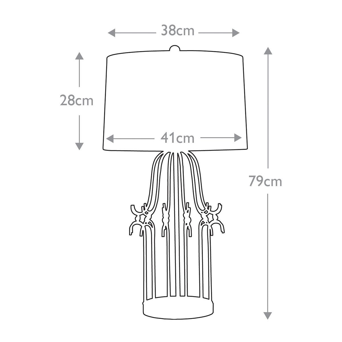 Tischlampe Stella mit 1 Flamme, Antik-Silber mit cremefarbenem Schirm