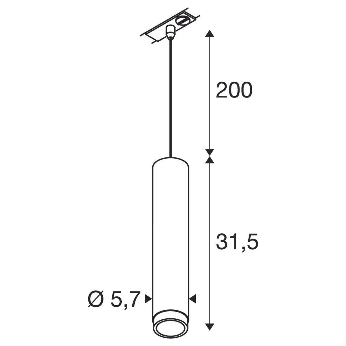 GRIP! L 1~ Pendelleuchte, GU10, Pendellänge 200 cm, 1x max. 6 W, weiß / schwarz - SLV - 1008469