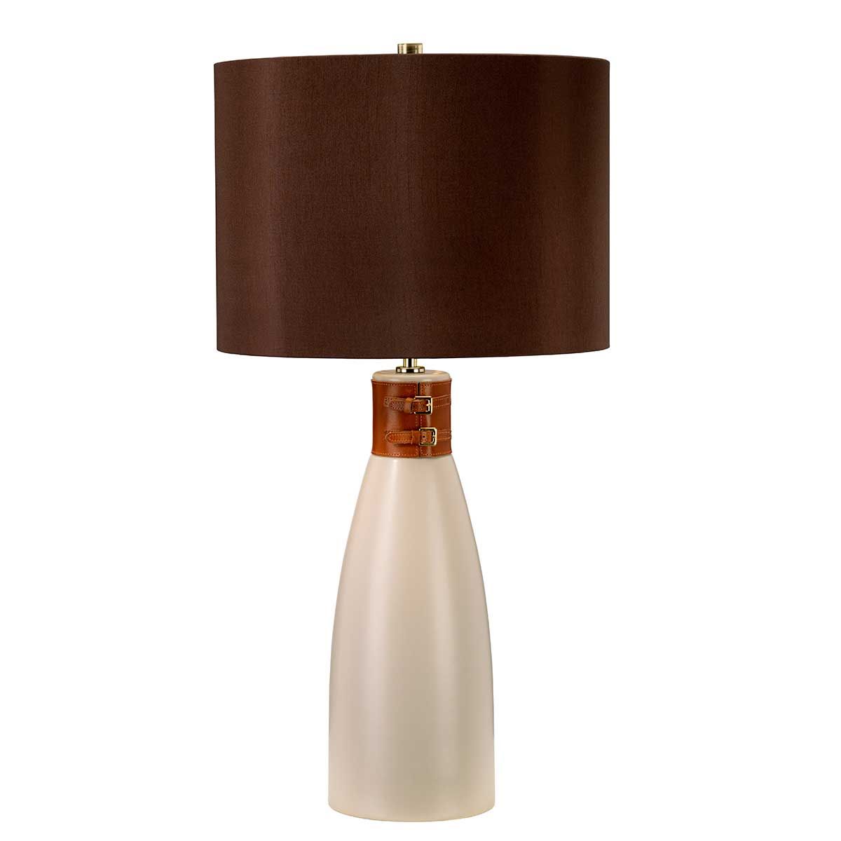 Tischlampe Hammersmith 1-flammig, Taupe mit braunem Schirm