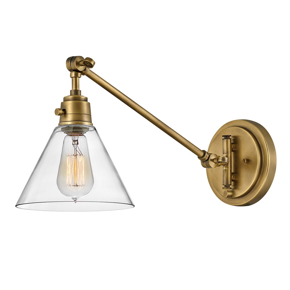 Hinkley Arti 1 lt Wandlampe - Erbstückmessing, klarer Glasschirm - Elsteadlighting - leuchtengrosshandel24