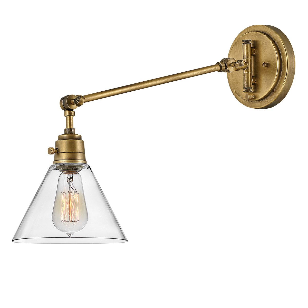 Hinkley Arti 1 lt Wandlampe - Erbstückmessing, klarer Glasschirm - Elsteadlighting - leuchtengrosshandel24