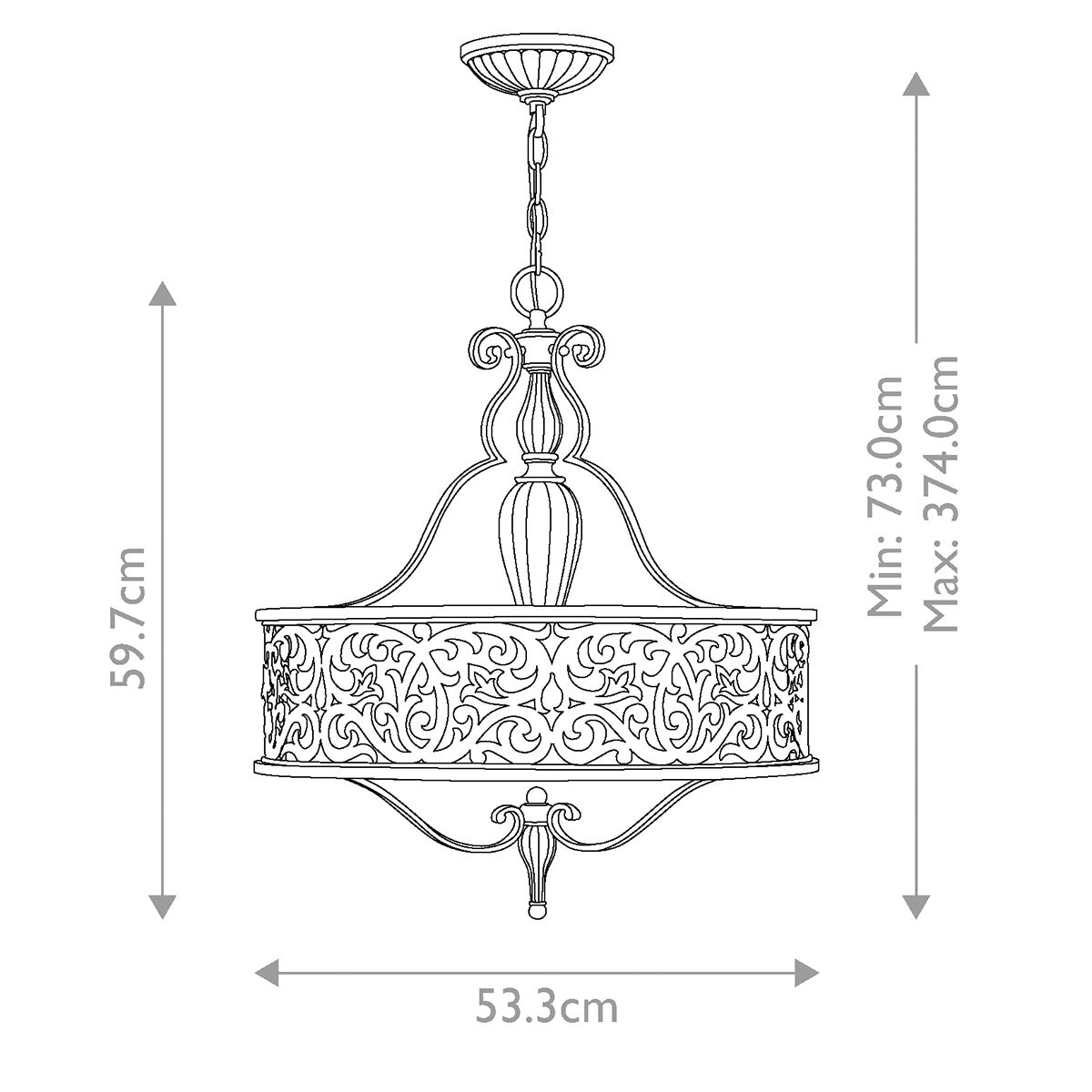 Carabel Pendelleuchter mit 3 Lichtern, gebürstetes Champagner