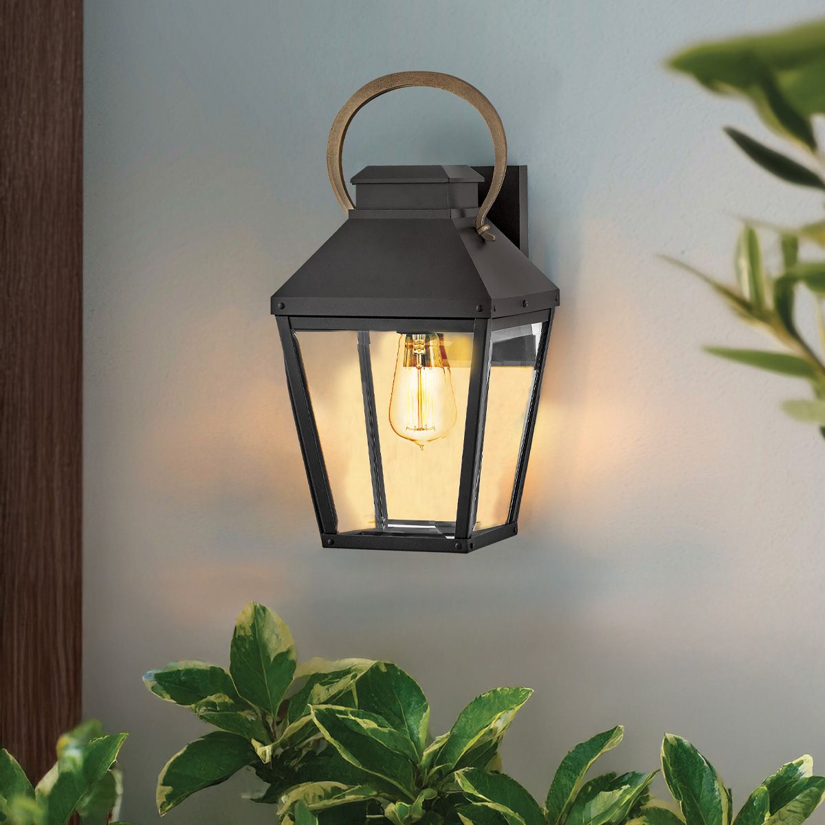 Hinkley Dawson 1 lt Outdoor Medium Wall Lantern - Black with Burnished Bronze accent - Elsteadlighting - leuchtengrosshandel24