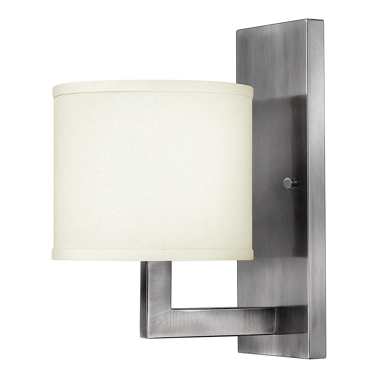 Wandleuchte Hampton, 1-flammig, Antik-Nickel, Lampenschirm Elfenbein
