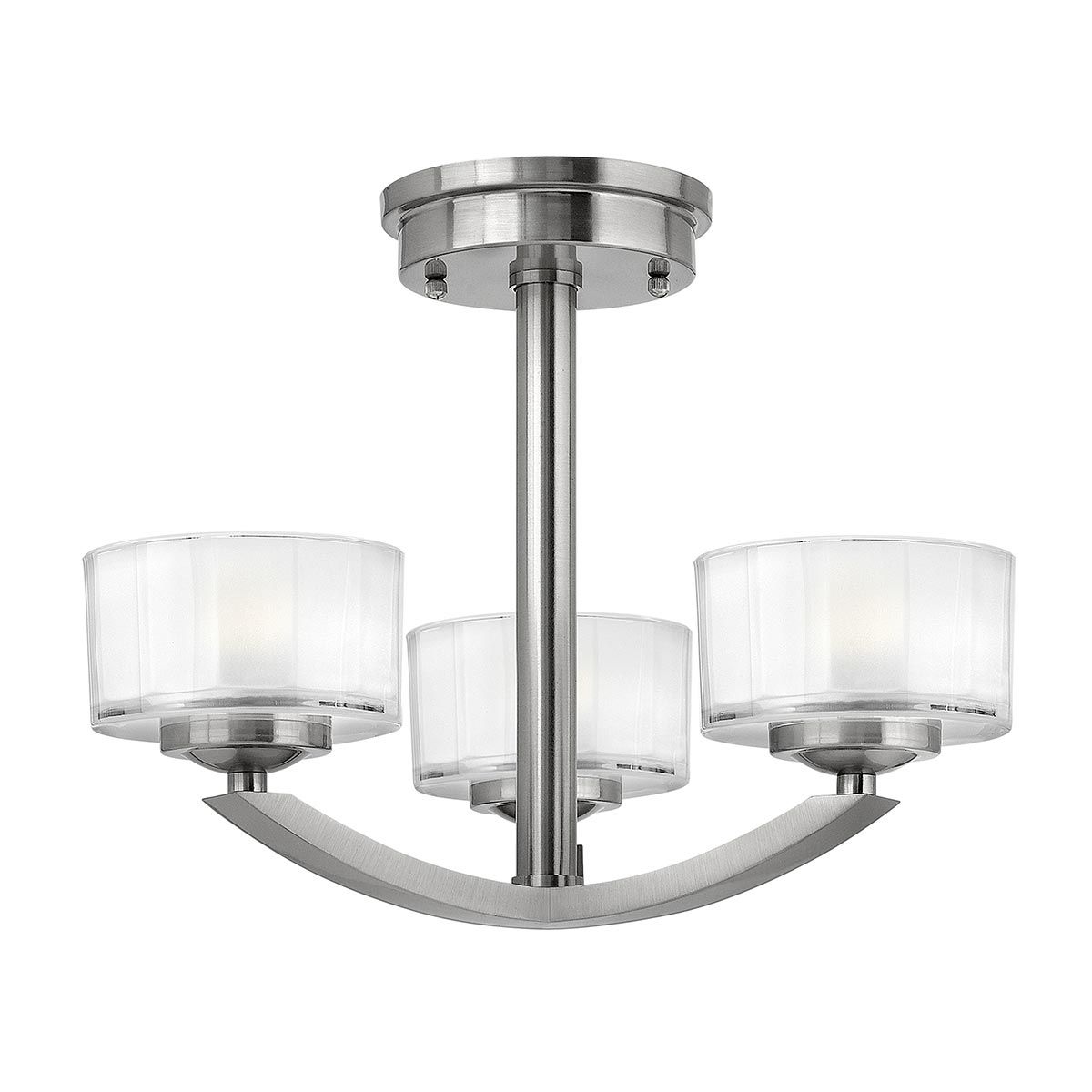 Meridian 3-flammige Halbdeckenleuchte, gebürstetes Nickel