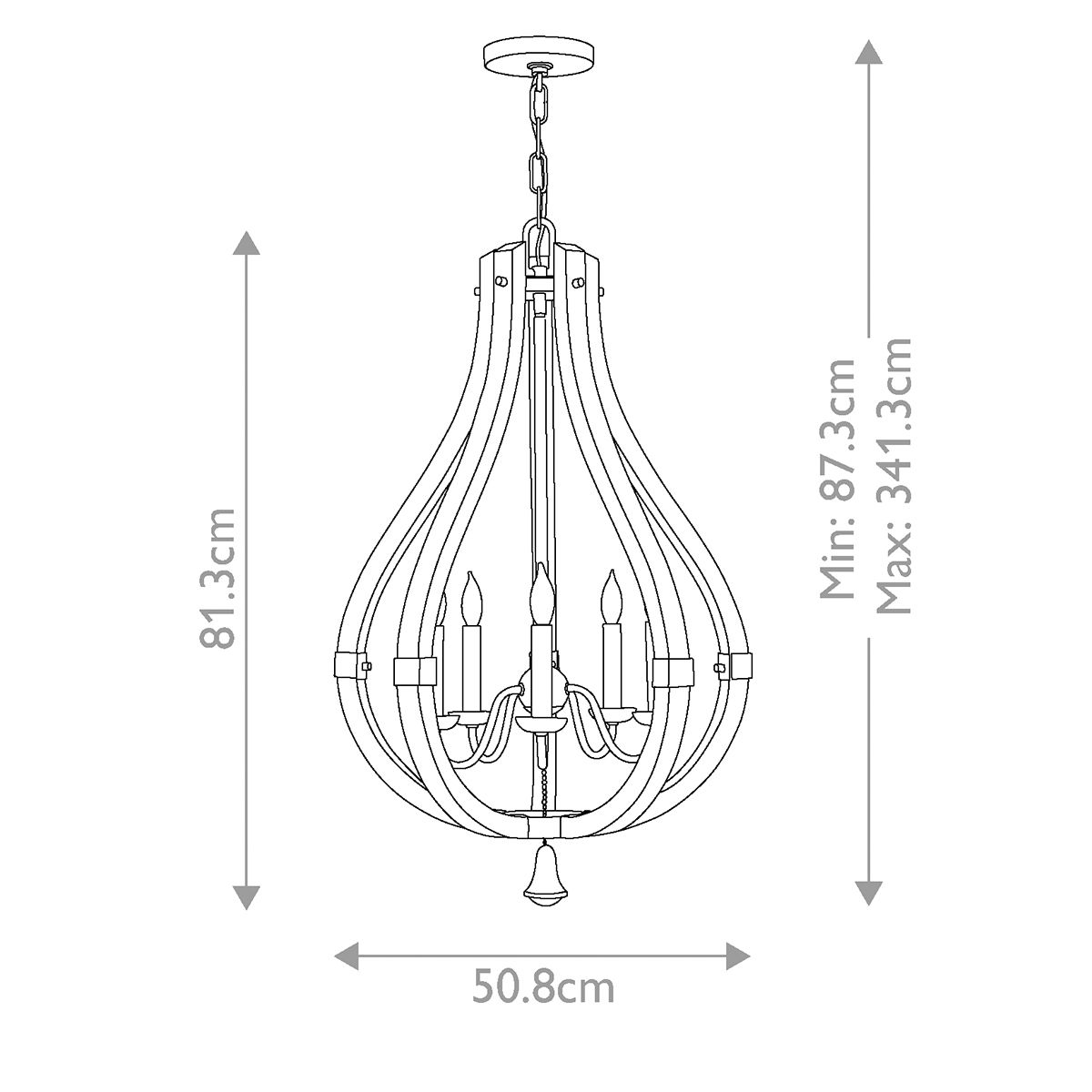 Kronleuchter Middlefield mit 5 Lichtern, Eisenrost