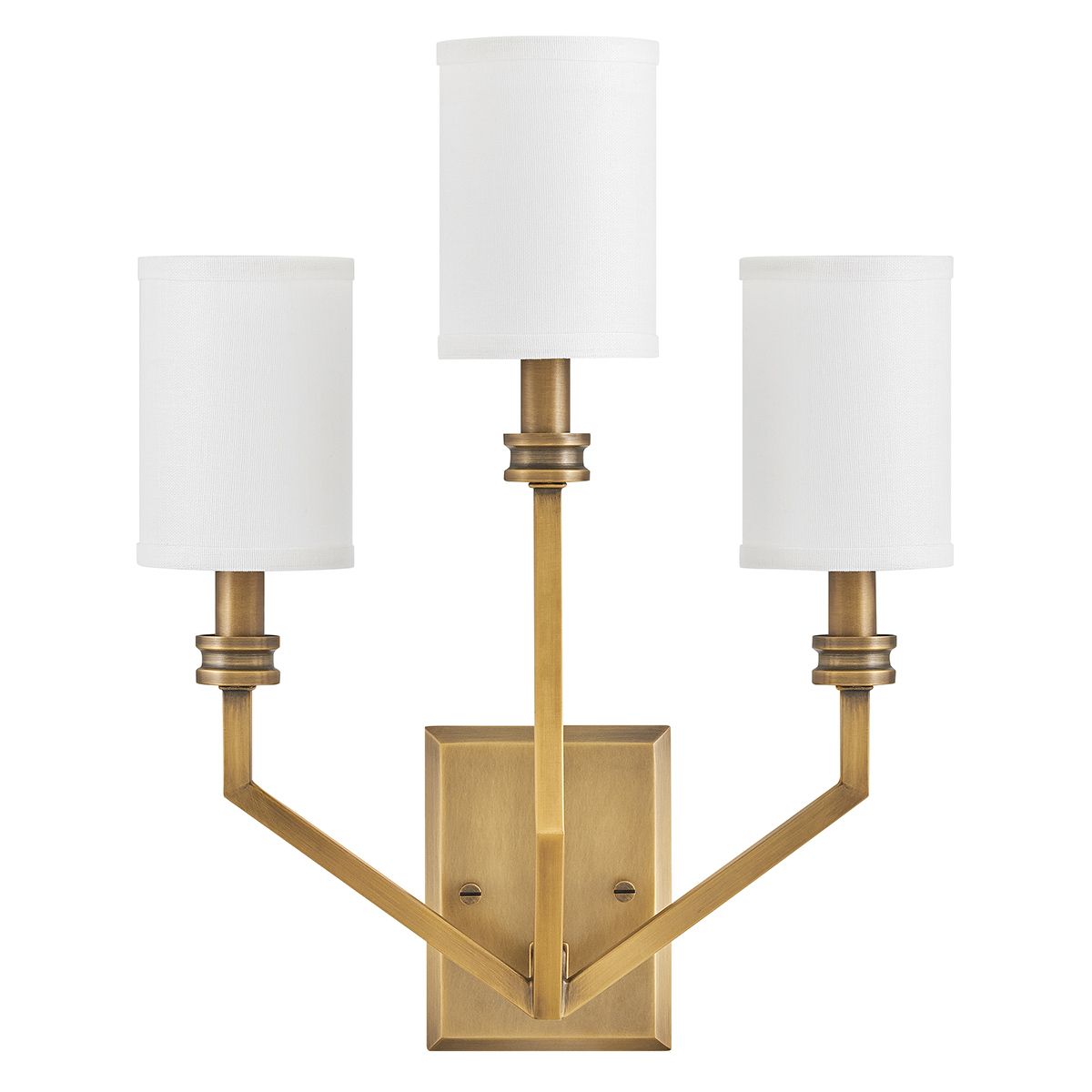 Hinkley Moore, große Wandleuchte, 3 l, traditionelles Messing mit elfenbeinfarbenem Leinenschirm - Elsteadlighting - leuchtengrosshandel24