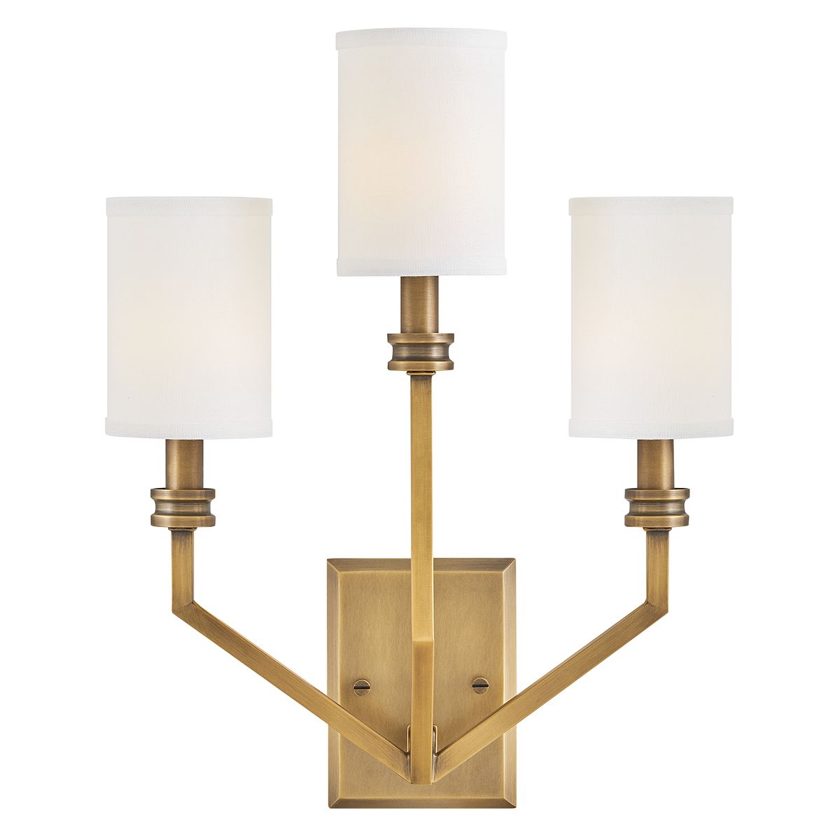 Hinkley Moore, große Wandleuchte, 3 l, traditionelles Messing mit elfenbeinfarbenem Leinenschirm - Elsteadlighting - leuchtengrosshandel24