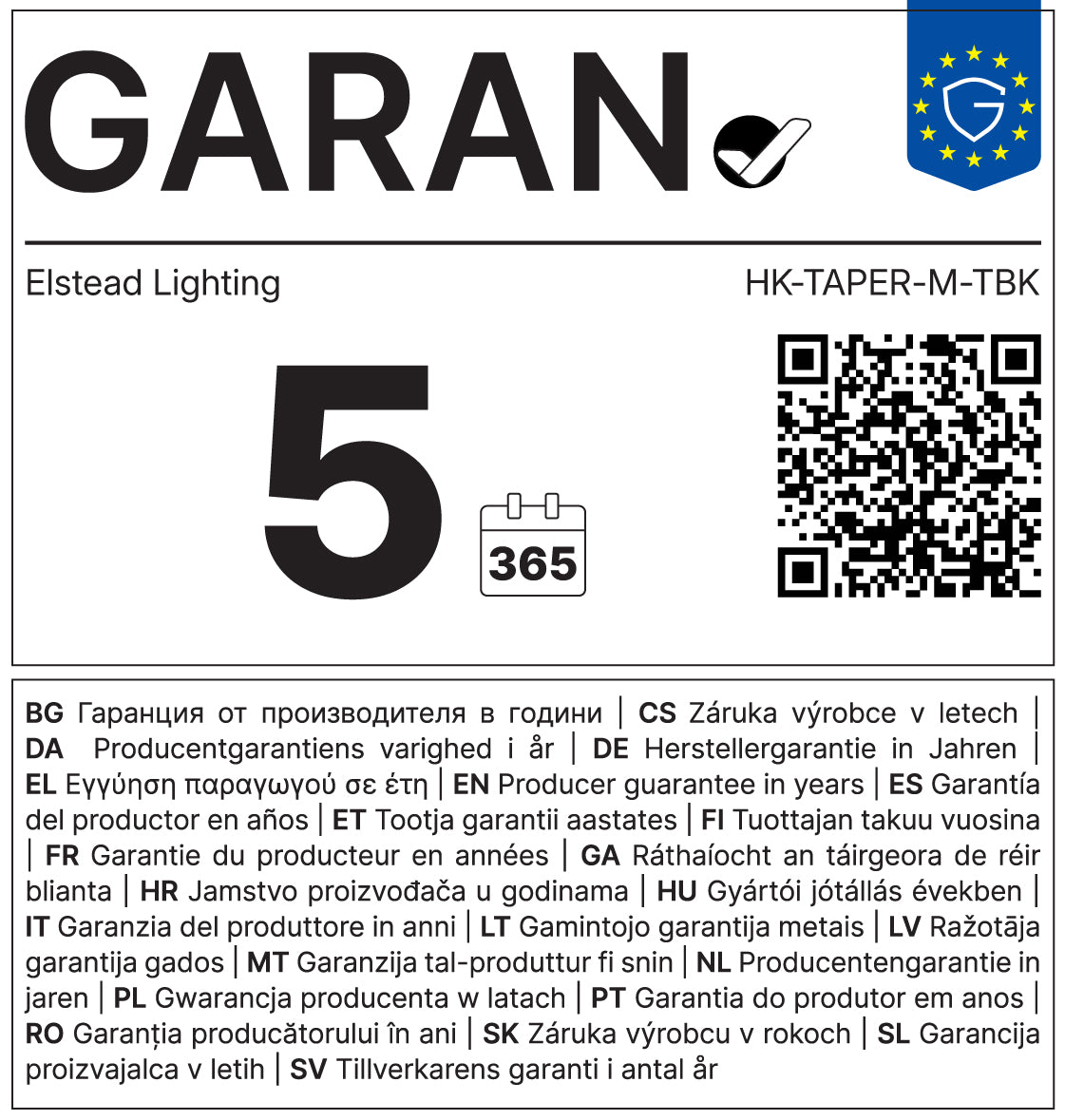 5-year manufacturer’s guarantee