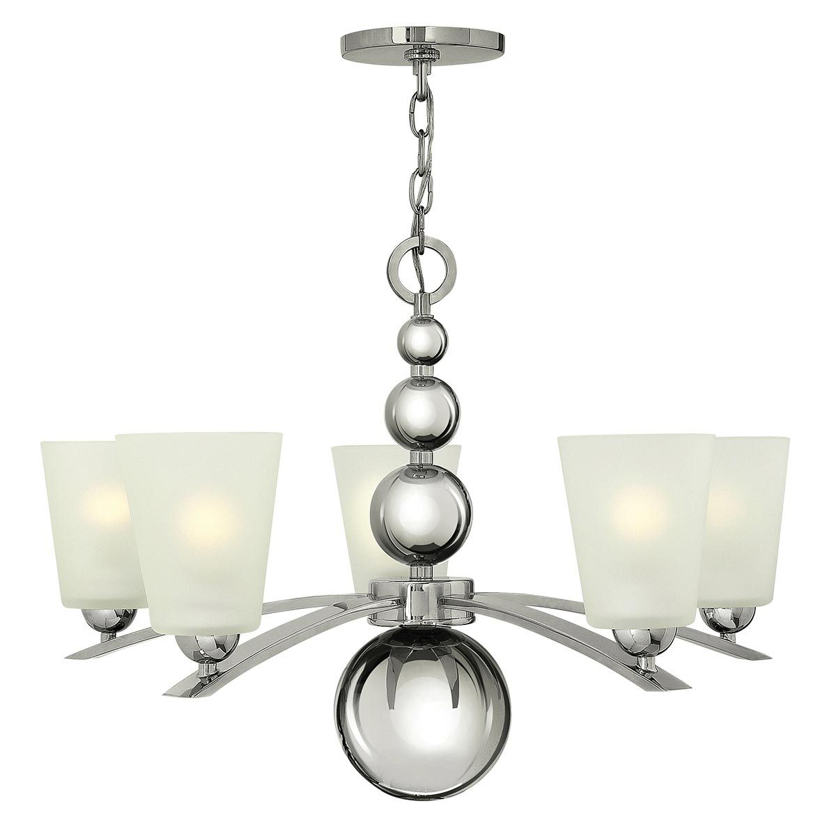 Kronleuchter „Zelda“ mit 5 Lichtern, poliertes Nickel