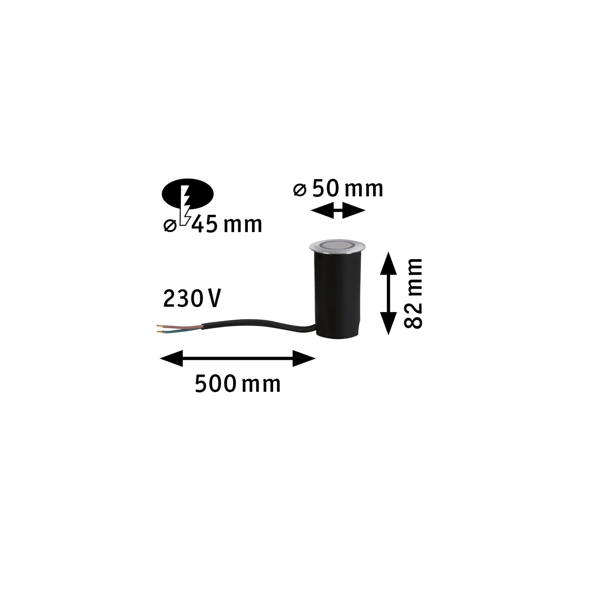 House Warmweiß IP67 rund 50mm 3000K 2W 20lm 230V Edelstahl gebürstet Edelstahl/Kunststoff - Paulmann - 94363