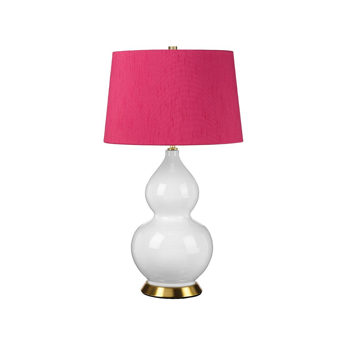 Tischleuchte Isla 1 Light - Messing gealtert, Weiß, Rosa mit Lampenschirm in Cranberry-Pink