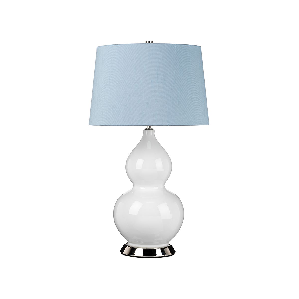 Tischleuchte Isla 1 Light - Poliertes Nickel, Weiß, Blau mit Lampenschirm in Liberty-Blau