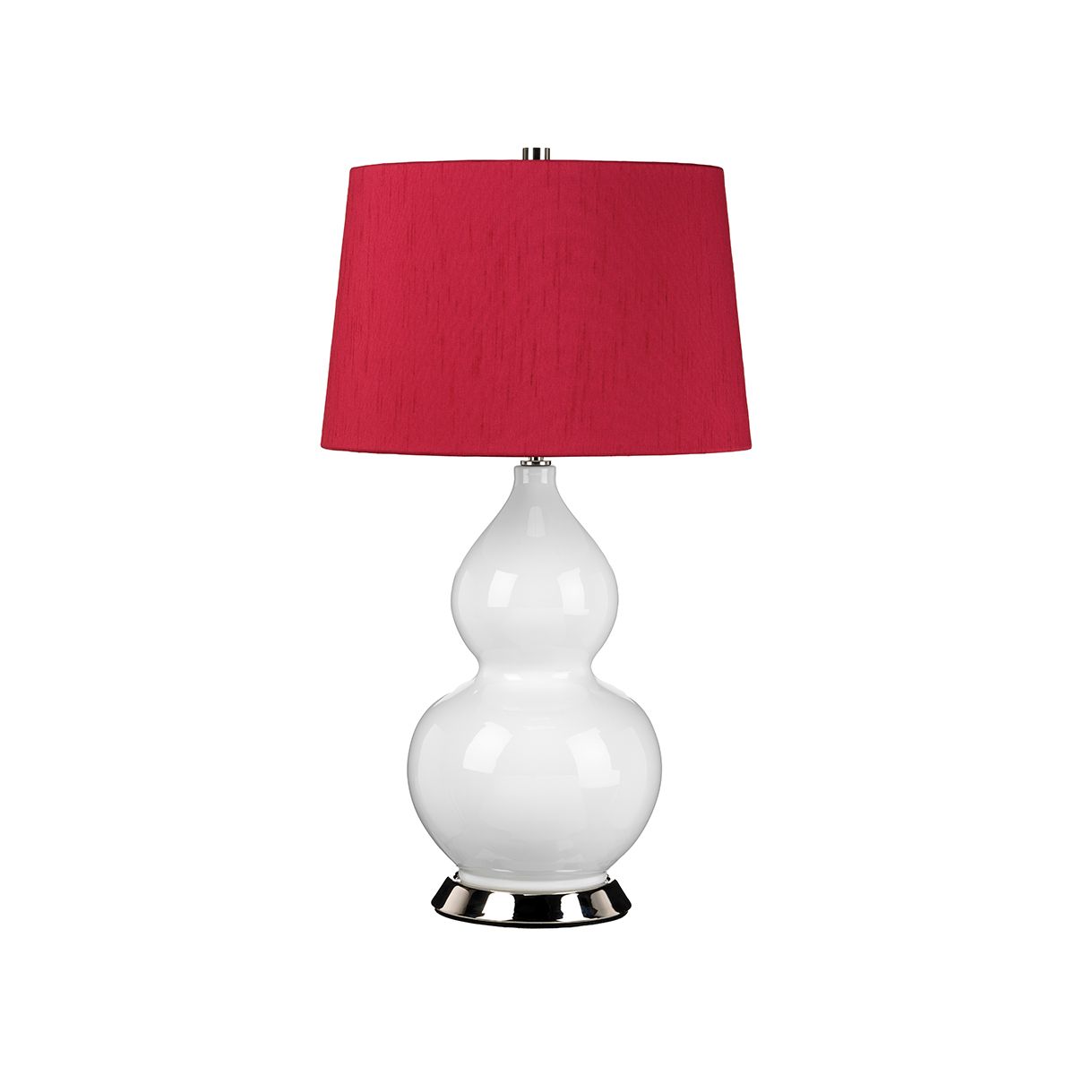 Tischleuchte Isla 1 Light - Poliertes Nickel, Weiß, Rot mit rotem Lampenschirm