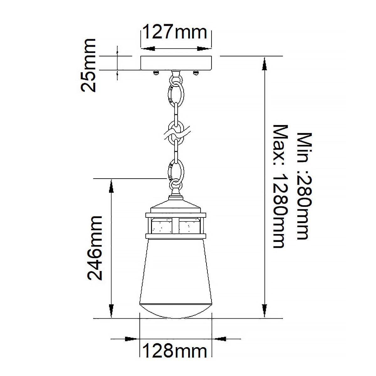 Lyndon 1-flammige kleine Ketten-Hängeleuchte – Architectural Bronze