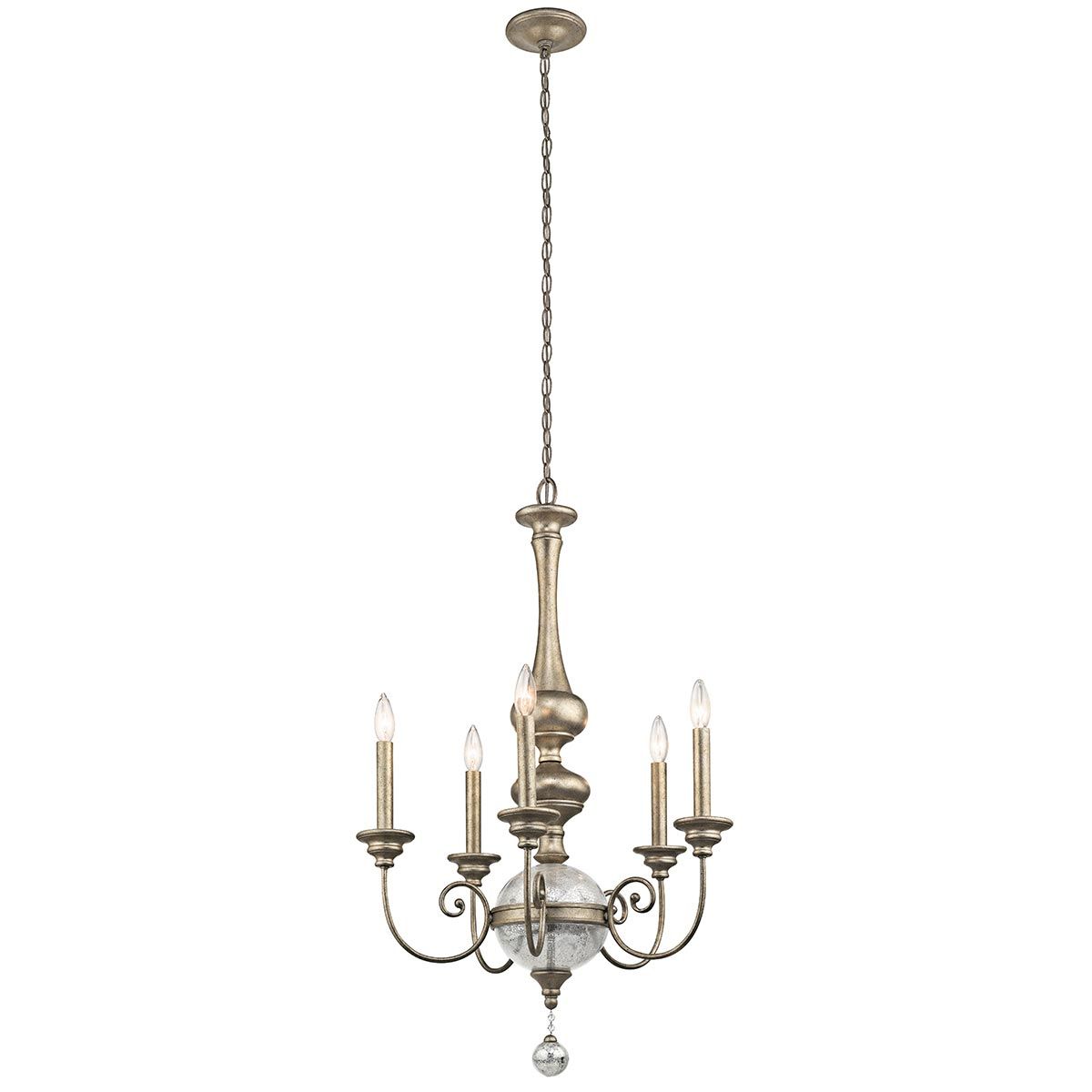 Rosalie Kronleuchter mit 5 Lichtern, Sterling-Gold