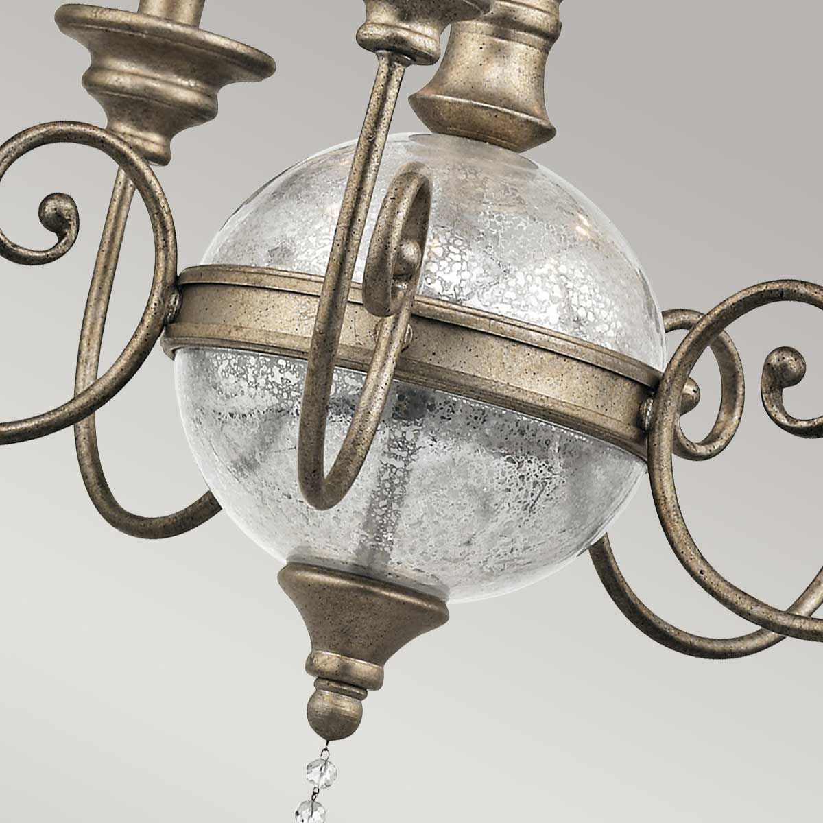 Rosalie Kronleuchter mit 5 Lichtern, Sterling-Gold