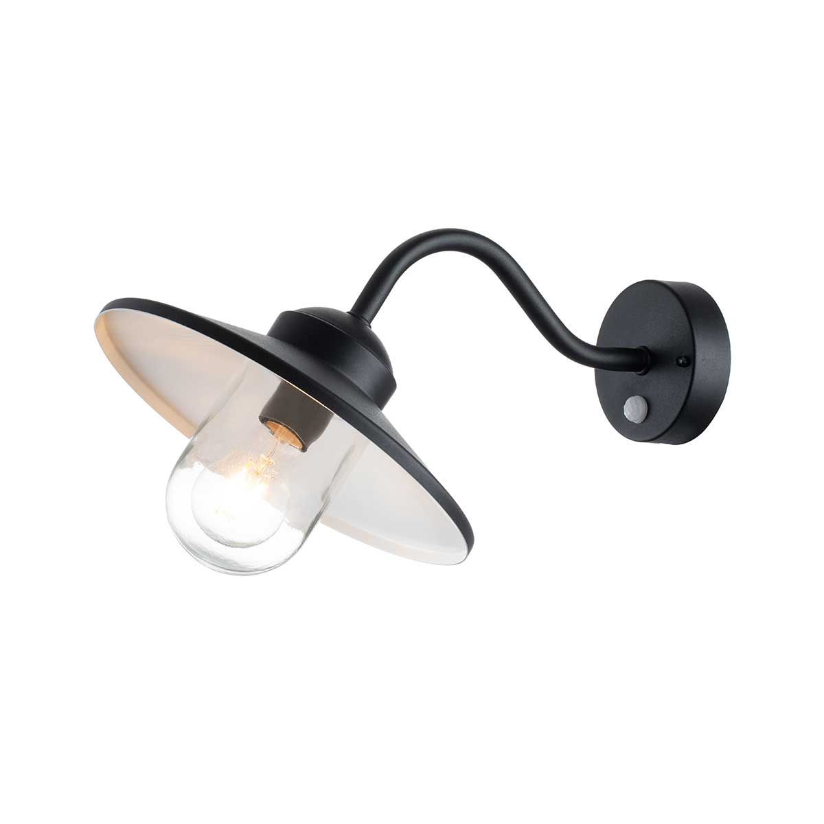 Klampenborg 1 - flammige Wandlaterne mit PIR - Schwarz - Elsteadlighting - KLAMPENBORG - PIR - BK