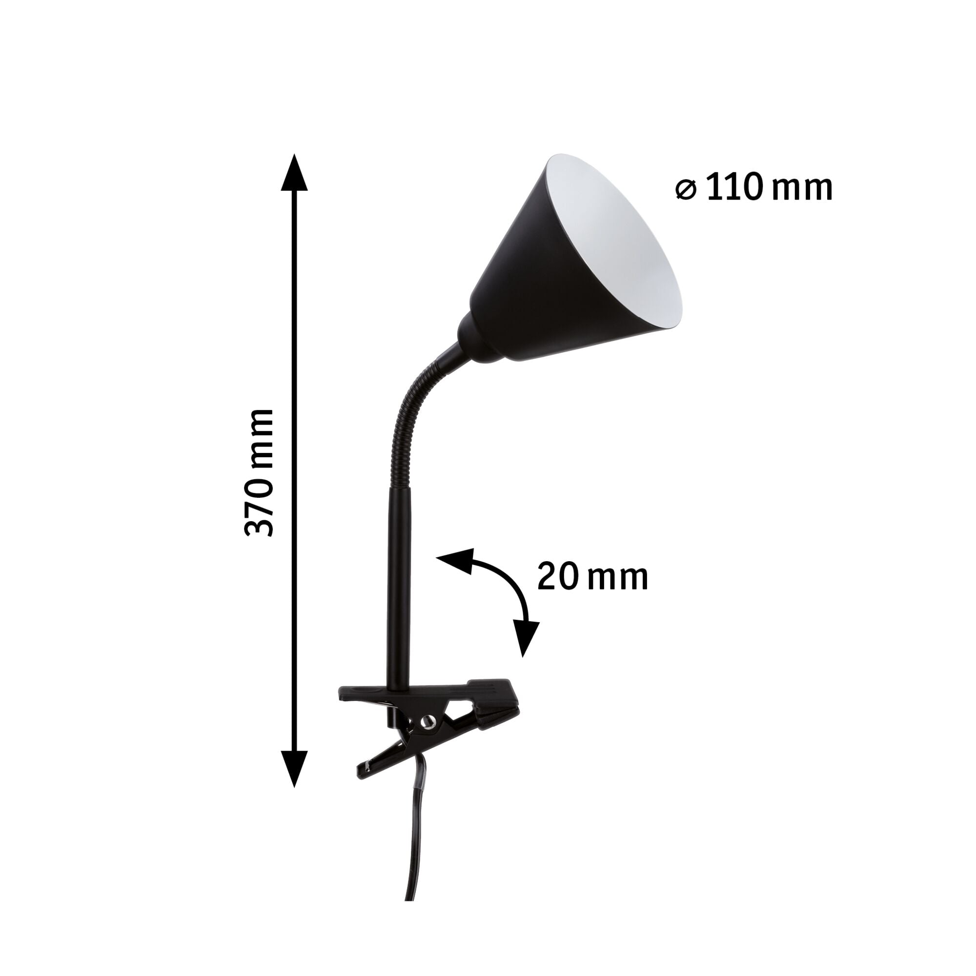 Klemmleuchte Vitis Flexarm Schnurschalter Schwarz 230V E14 - Paulmann - 95430