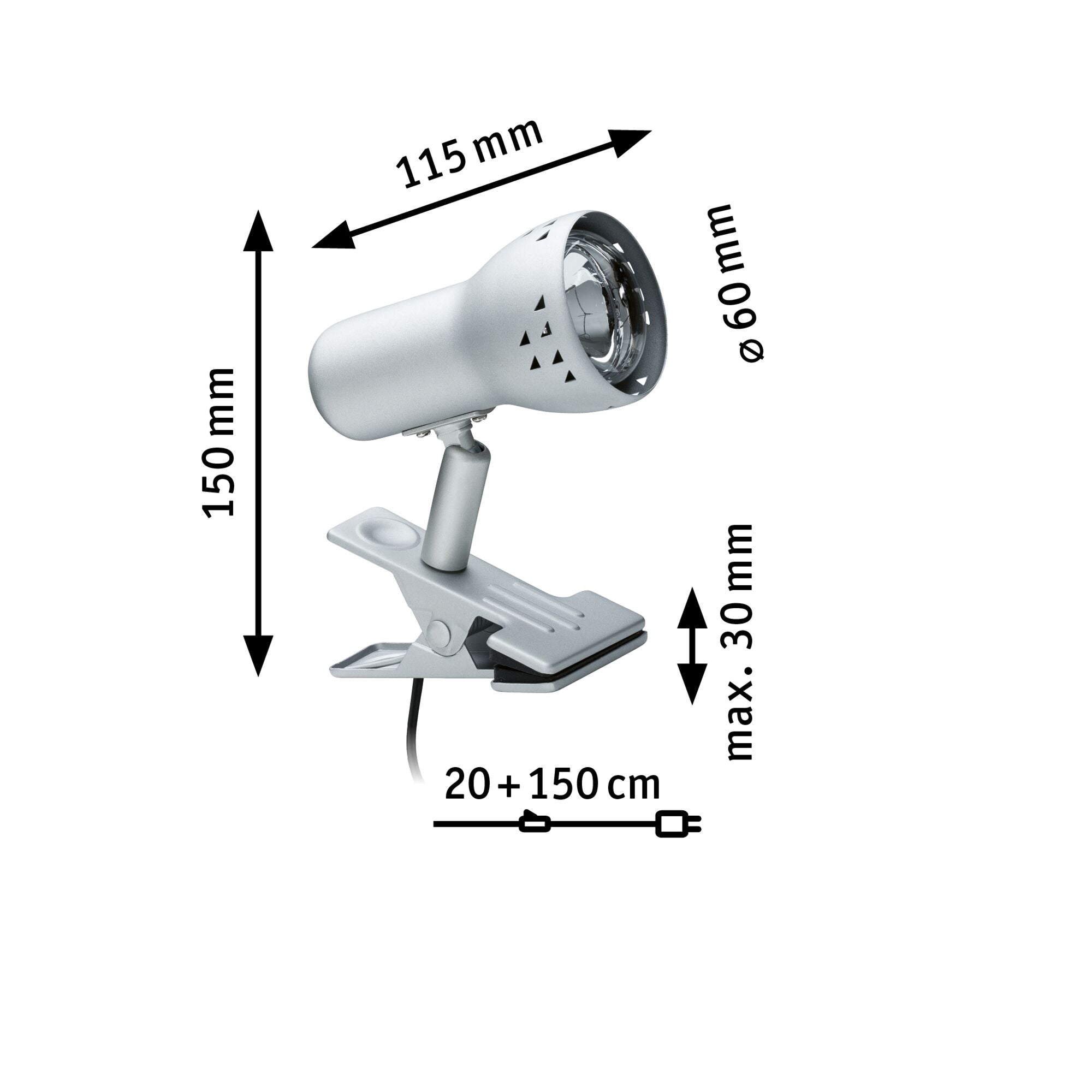 Klemmspot Gryps Eisen gebürstet 230V E14 - Paulmann - 99825