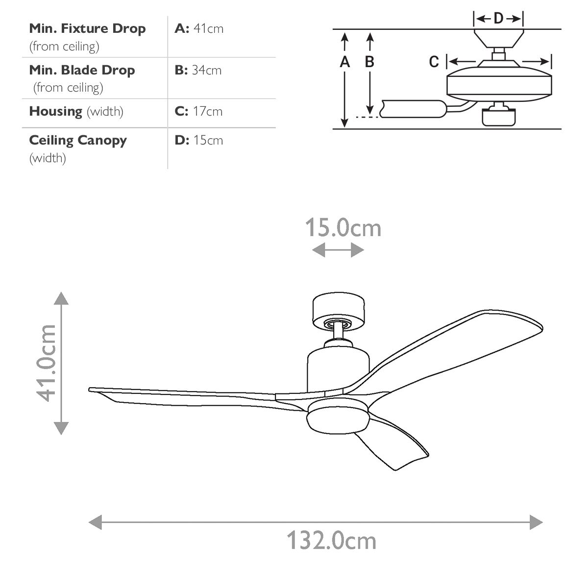 Ridley II - 52 Zoll / 132 cm Ventilator - Natürliches Messing