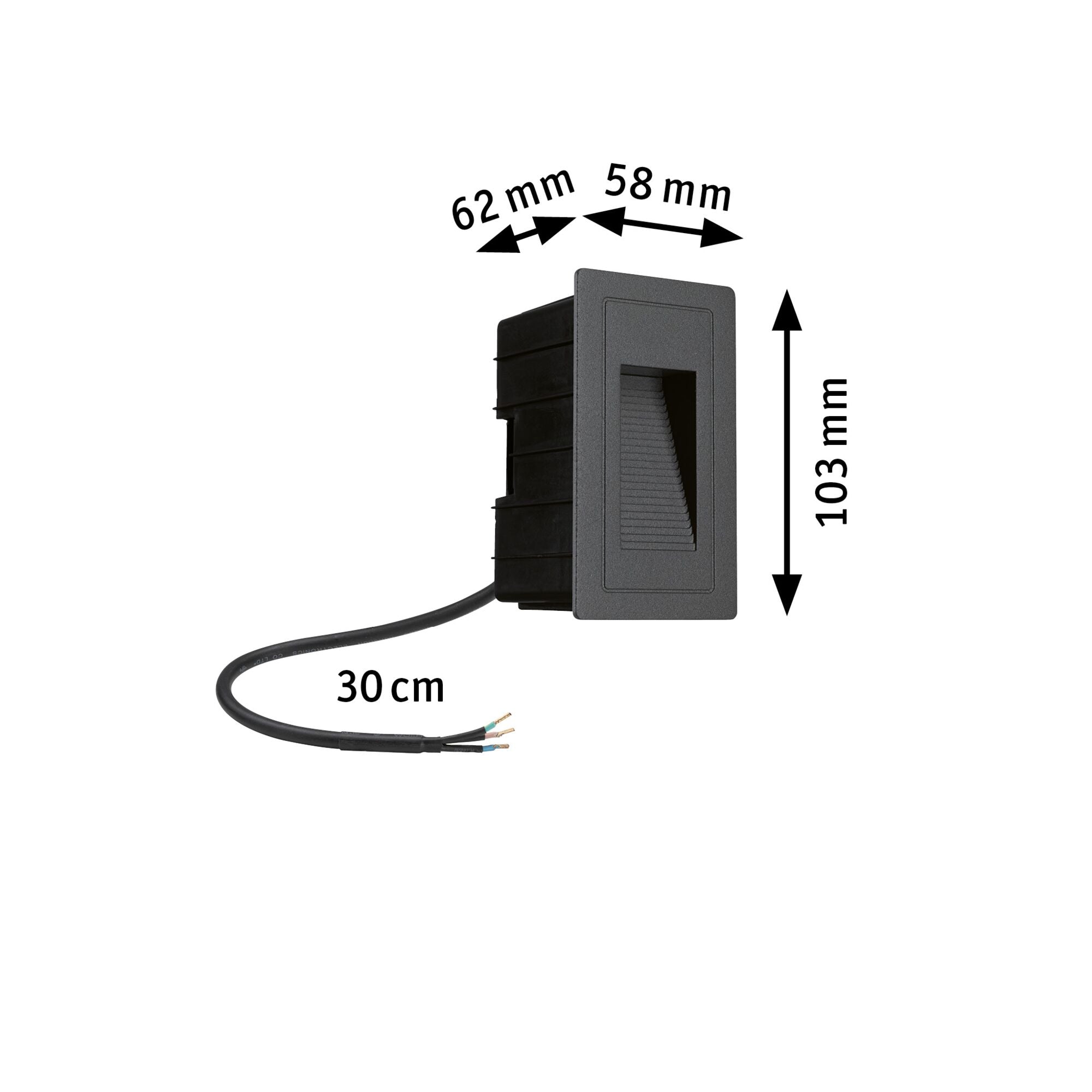 LED Außenwandeinbauleuchte High IP44 eckig 103x58mm 3000K 4W 30lm 230V Schwarz Aluminium - Paulmann - 94382
