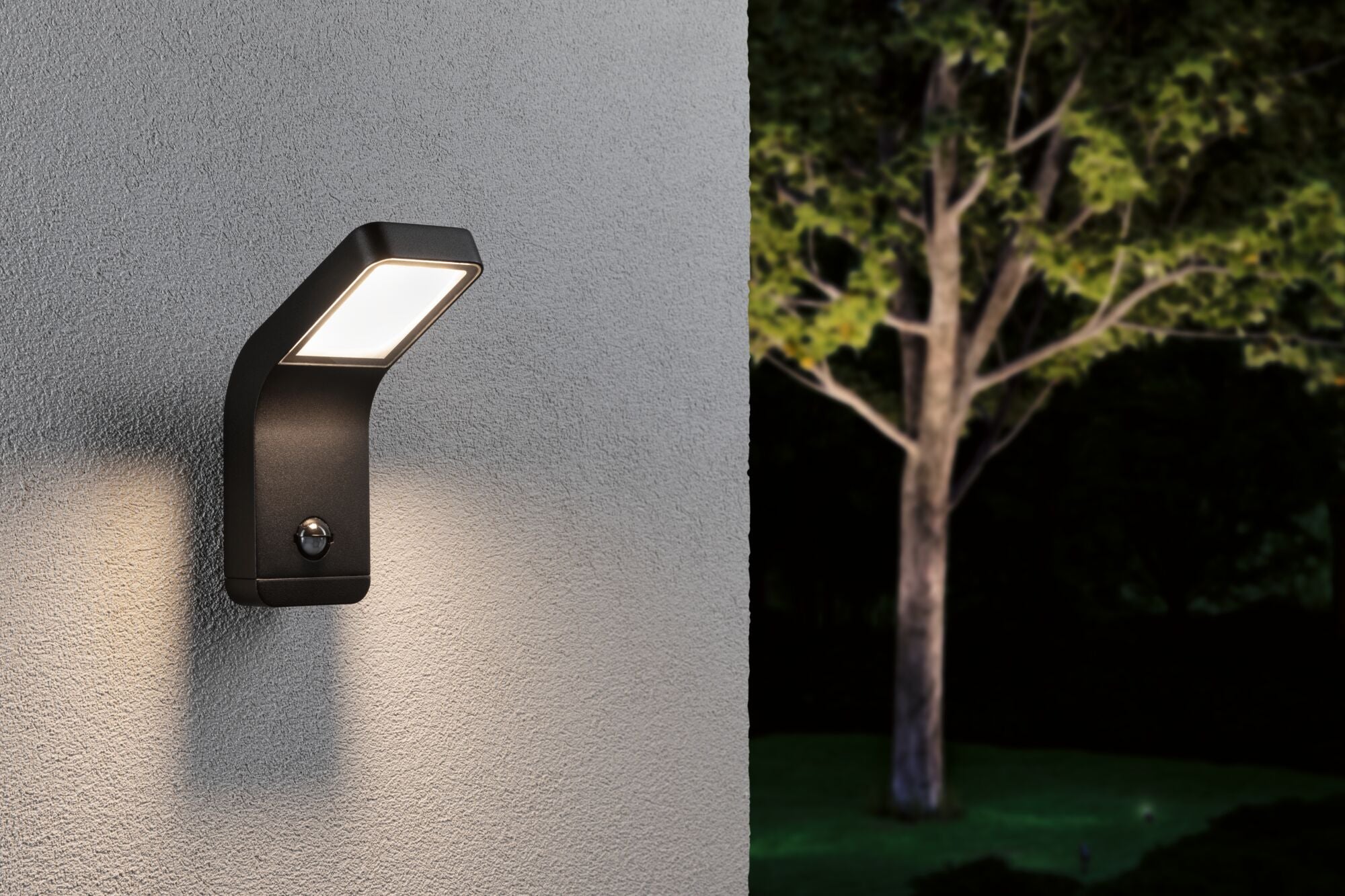 LED Außenwandleuchte Kulma Bewegungsmelder seewasserresistent IP44 90x174mm 3000K 7,5W 500lm 230V Anthrazit Aluminium - Paulmann - 94745