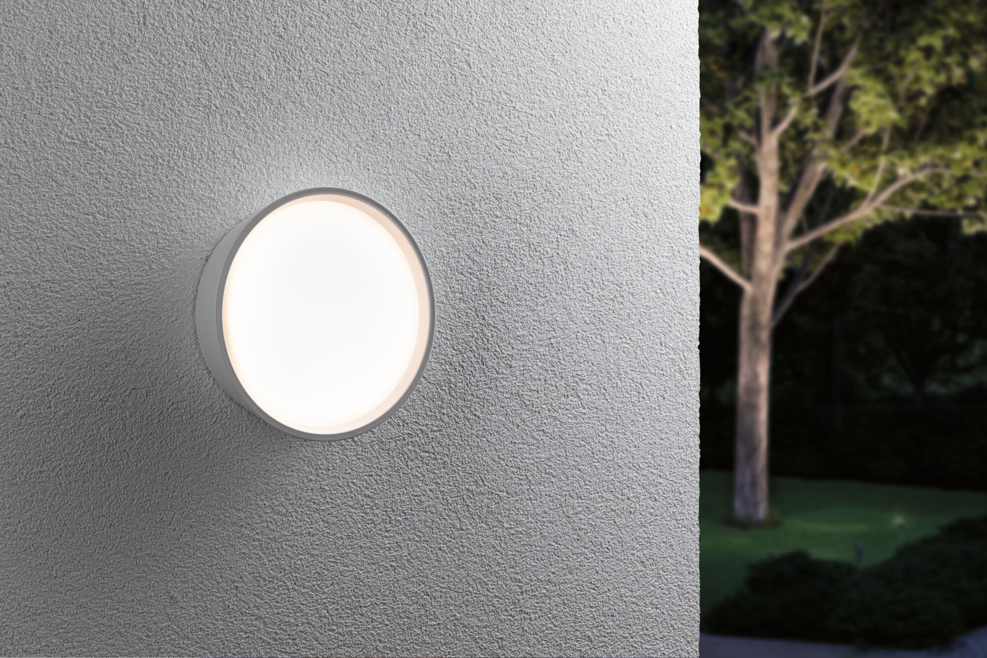 LED Außenwandleuchte Platomo seewasserresistent IP44 rund 180mm 3000K 14,5W 1200lm 230V Weiß Kunststoff - Paulmann - 94697